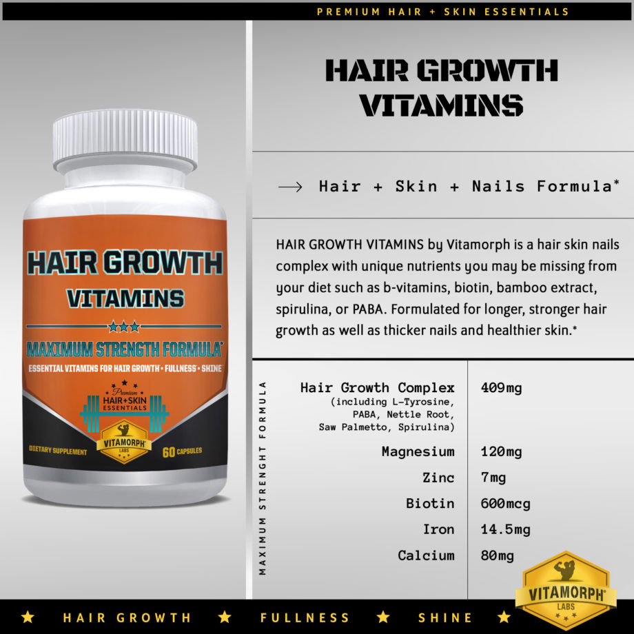 Hair Growth Vitamins Supplement 60 Capsules Vitamorph Labs